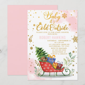 Invitación Bebé editable con frio fuera de Baby Shower invern