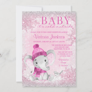 Invitación Bebé Elefanta Está Hacía Frío Afuera Shower De Beb