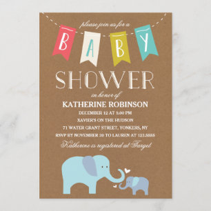 Invitación Bebé elefante   Baby Shower
