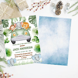 Invitación Bebé Elefante verde ducha tropical para bebés