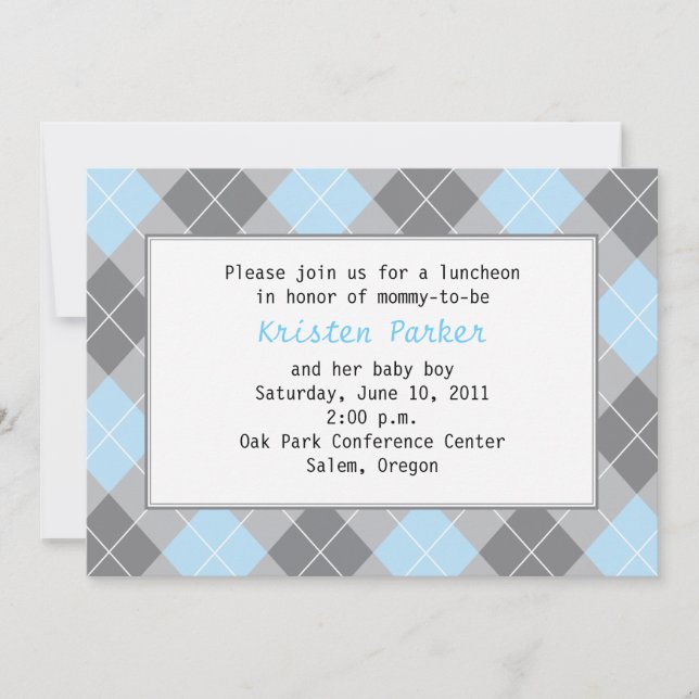 Invitación Bebé elegante (Anverso)