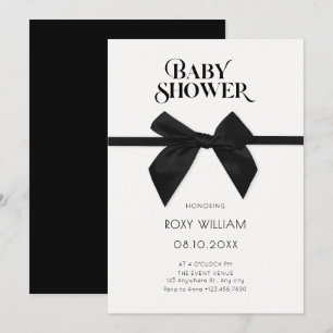 Invitación Bebé elegante con arco negro