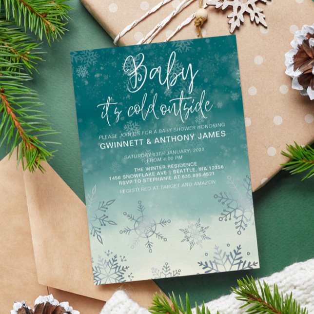Invitación Bebé elegante con frio fuera de Baby Shower (Subido por el creador)