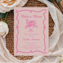 Invitación Bebé elegante en Baby Shower floral rosa en flor