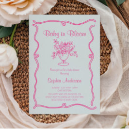 Invitación Bebé elegante en Baby Shower floral rosa en flor