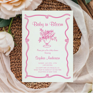 Invitación Bebé elegante en Baby Shower floral rosa en flor