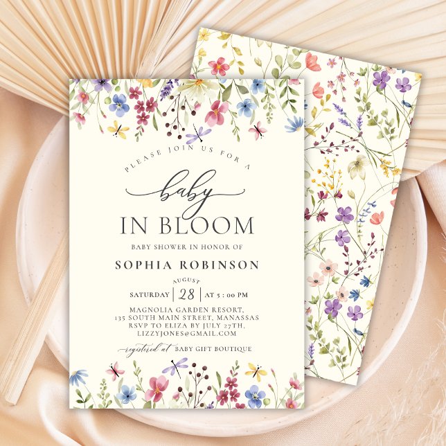 Invitación Bebé elegante en el Baby Shower de flor silvestre  (Subido por el creador)