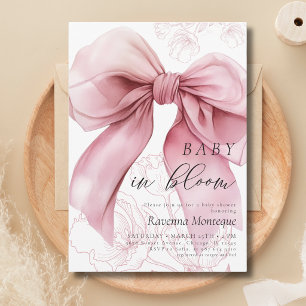 Invitación Bebé Elegante en Flor Rosa Arco Bebé Shower