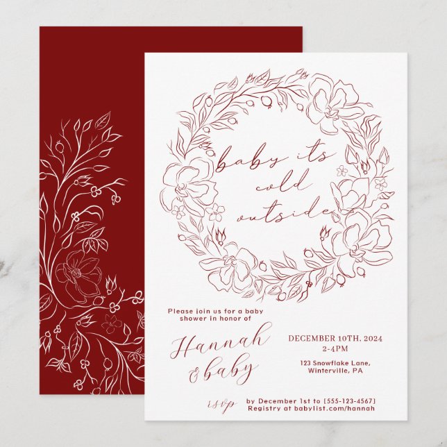 Invitación Bebé elegante está frío fuera de la ducha de invie (Anverso / Reverso)