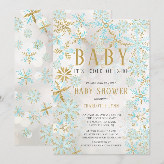 Invitación Bebé elegante hace frío fuera de los chicos Baby S (Anverso / Reverso)