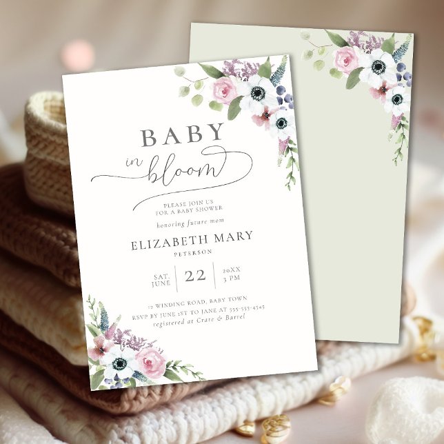 Invitación Bebé en Anemones en Bloom Frame Floral Baby Shower (Subido por el creador)