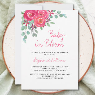 Invitación Bebé en Baby Shower, Chica de Bloom