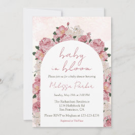 Invitación Bebé en Baby Shower con escritura rosada
