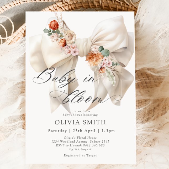Invitación Bebé en Baby Shower de caída blanca (Subido por el creador)
