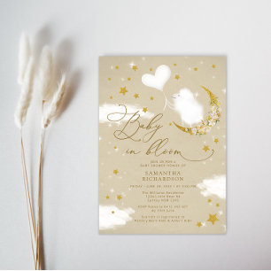 Invitación Bebé en Baby Shower de cordero pequeño en flor