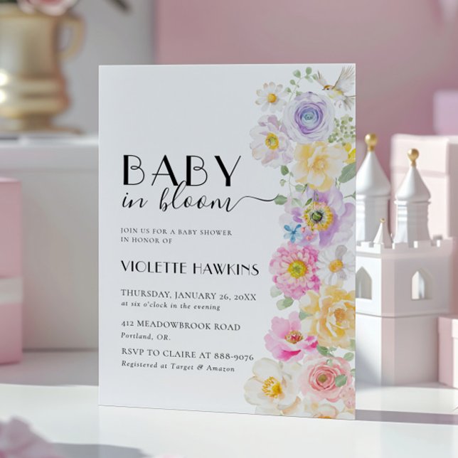 Invitación Bebé en Baby Shower floral de primavera florecient (Subido por el creador)