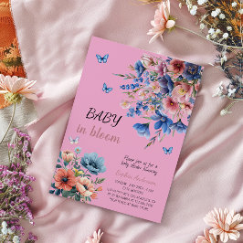 Invitación Bebé en Baby Shower floral de sangre - Flores past