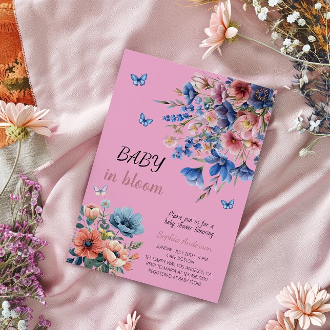 Invitación Bebé en Baby Shower floral de sangre - Flores past (Subido por el creador)