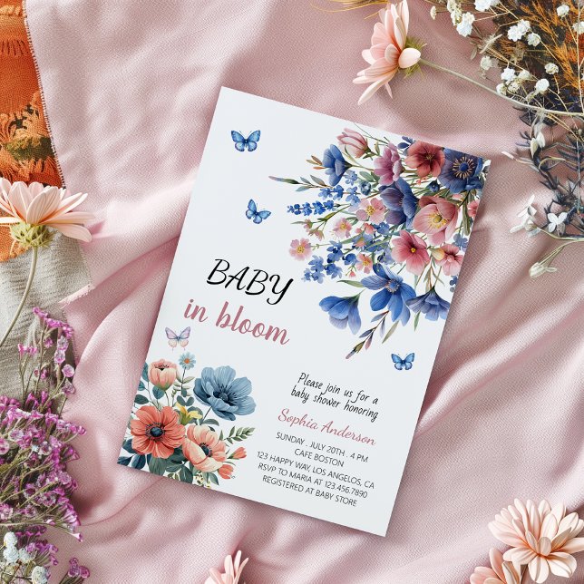 Invitación Bebé en Baby Shower floral de sangre - Flores past (Subido por el creador)