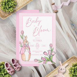 Invitación Bebé en Baby Shower rosa conejo conejo en sangre