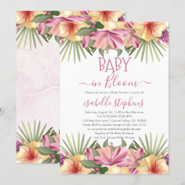 Invitación Bebé en Baby Shower tropical rosa con sangre