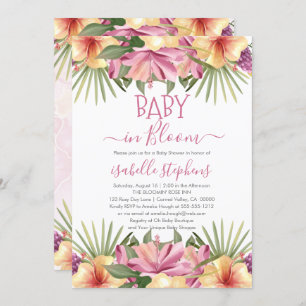 Invitación Bebé en Baby Shower tropical rosa con sangre