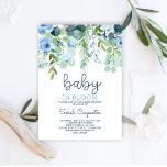 Invitación Bebé en Bloom<br><div class="desc">Floral azul acuática Bebé en Bloom Invitación a Baby Shower</div>