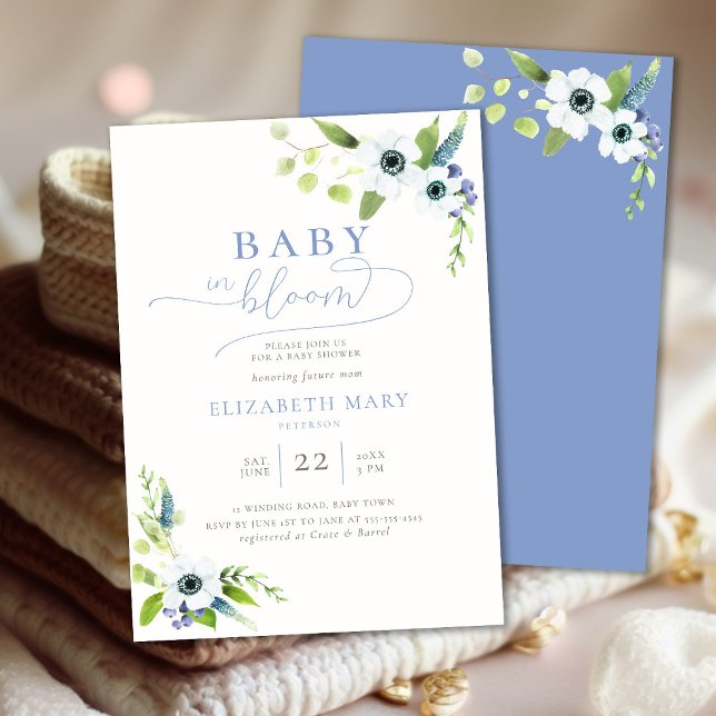 Invitación Bebé en Bloom Anemones Floral Boy Baby Shower (Subido por el creador)