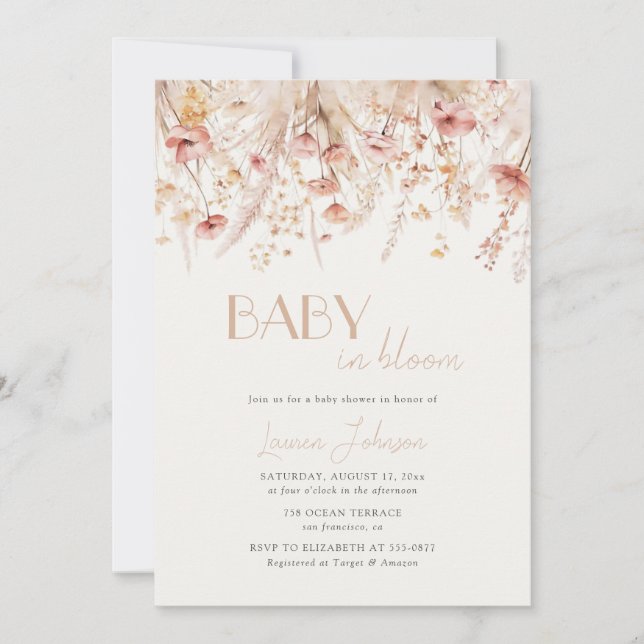 Invitación Bebé en Bloom Autumn Poppies Baby Shower (Anverso)
