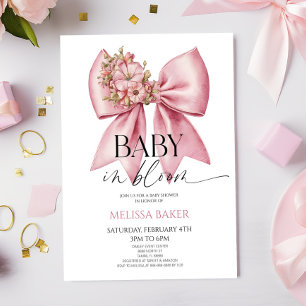 Invitación Bebé En Bloom Baby Shower De Flor Rosa