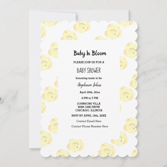 Invitación Bebé En Bloom Baby Shower Elegante Rosa Floral Cut (Anverso)