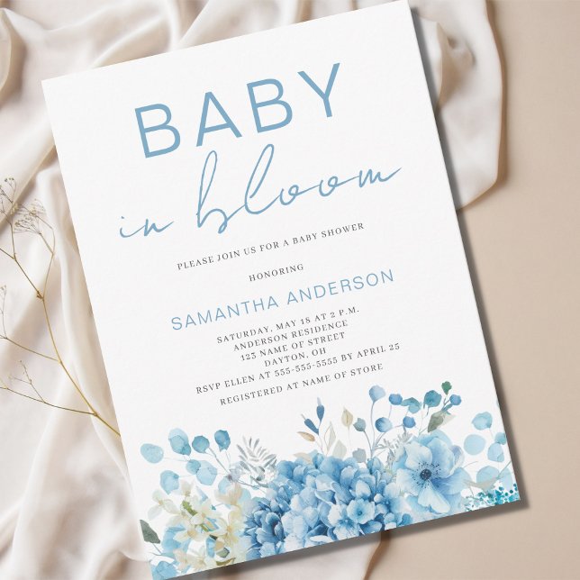 Invitación Bebé En Bloom Blue Floral Boy Baby Shower (Subido por el creador)