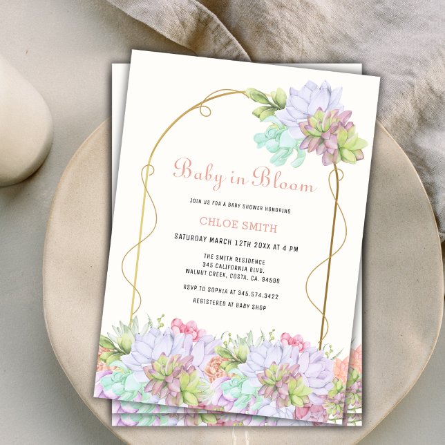 Invitación Bebé En Bloom Boho Arch Cactus Baby Shower (Baby In Bloom Boho Arch Cactus Baby Shower Invitation)