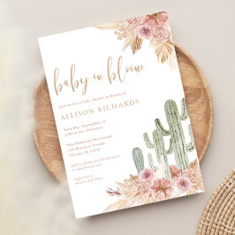 Invitación Bebé en Bloom Boho cactus pampas pampas bebé ducha