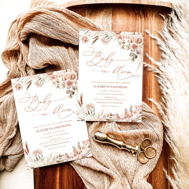 Invitación Bebé en Bloom Boho cae en Baby Shower (Subido por el creador)