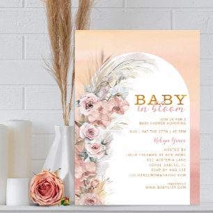 Invitación Bebé En Bloom Boho Pampas Chica Baby Shower