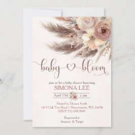 Invitación Bebé en Bloom Boho pampas chica bebé