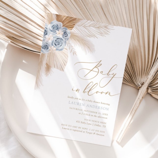 Invitación Bebé en Bloom Boho Pampas Grass Boy Baby Shower (Subido por el creador)