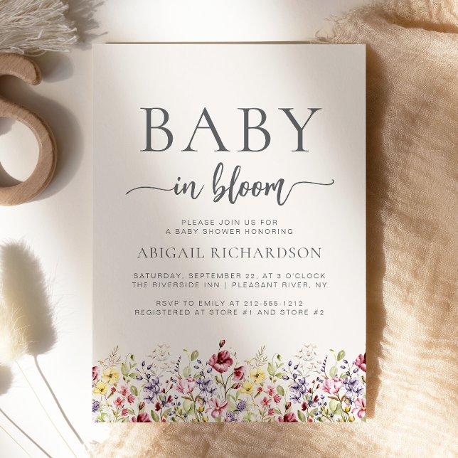 Invitación Bebé en Bloom Boho Wildflowers Baby Shower Beige (Subido por el creador)