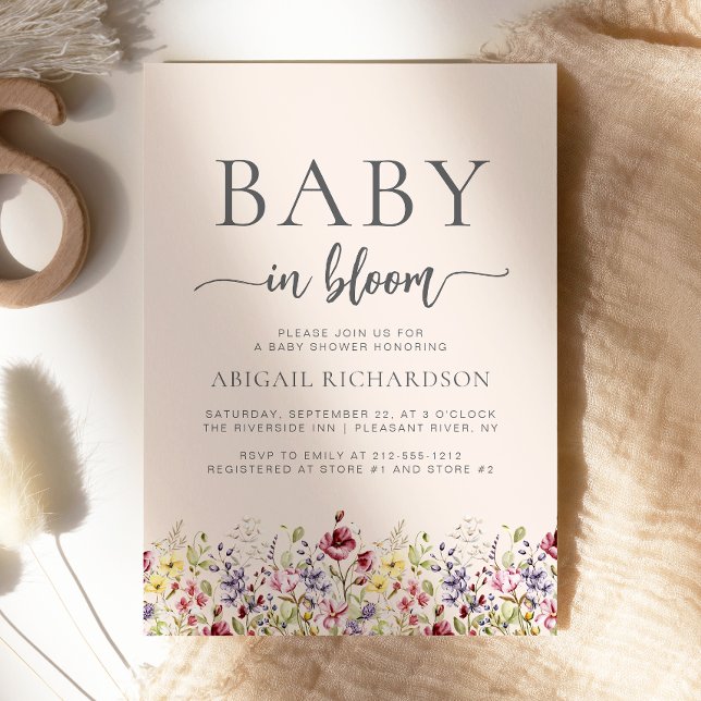 Invitación Bebé en Bloom Boho Wildflowers Rubor Baby Shower (Subido por el creador)