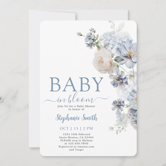 Invitación Bebé en Bloom Boy Baby Shower (Anverso)