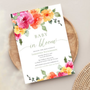 Invitación Bebé en Bloom brillante primavera verano ducha flo