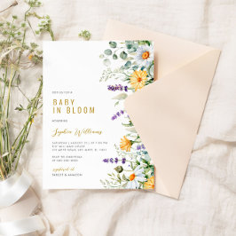 Invitación Bebé en Bloom Chamomile y Eucalyptus Baby Shower