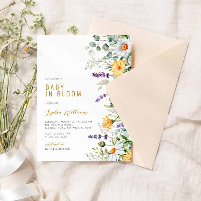 Invitación Bebé en Bloom Chamomile y Eucalyptus Baby Shower (Subido por el creador)