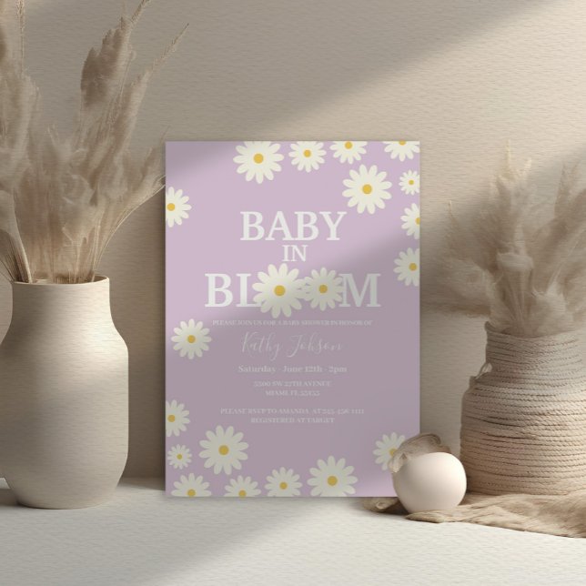 Invitación Bebé en Bloom Daisy Lilac Purple Boho Baby Shower (Subido por el creador)