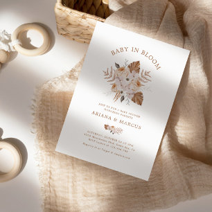 Invitación Bebé en Bloom Dark Terracotta Boho Bouquet