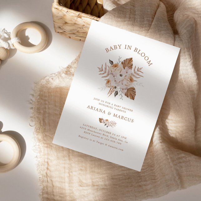 Invitación Bebé en Bloom Dark Terracotta Boho Bouquet (Subido por el creador)