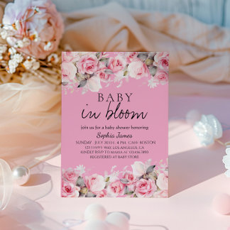 Invitación Bebé en Bloom - Elegante ducha Floral Bebé