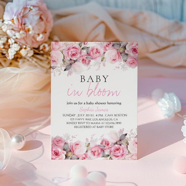 Invitación Bebé en Bloom - Elegante ducha Floral Bebé (Subido por el creador)