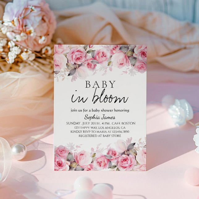 Invitación Bebé en Bloom - Elegante ducha Floral Bebé (Subido por el creador)